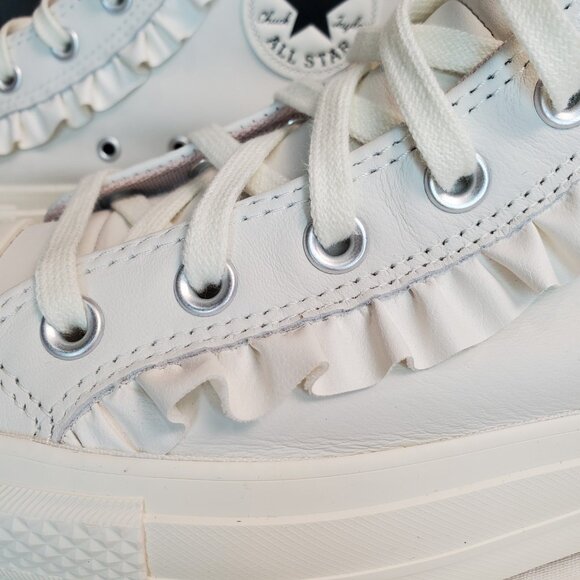 Converse CTAS LIFT HI Ruffle Platform High Top White Leather Womens A13388C New - Picture 11 of 12